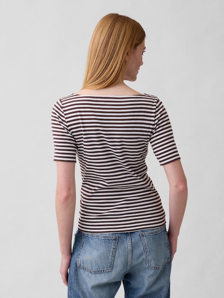 Modern Ribbed Boatneck T-Shirt