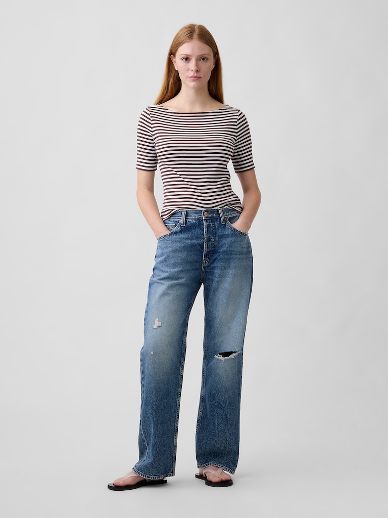 Modern Ribbed Boatneck T-Shirt