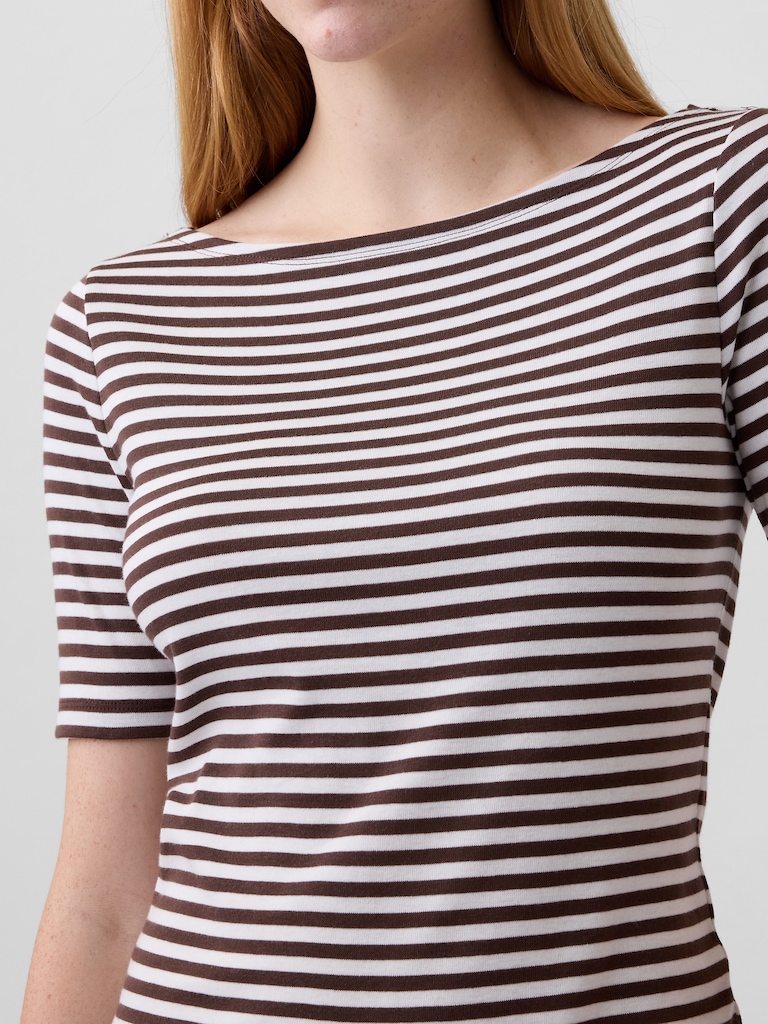 Modern Ribbed Boatneck T-Shirt