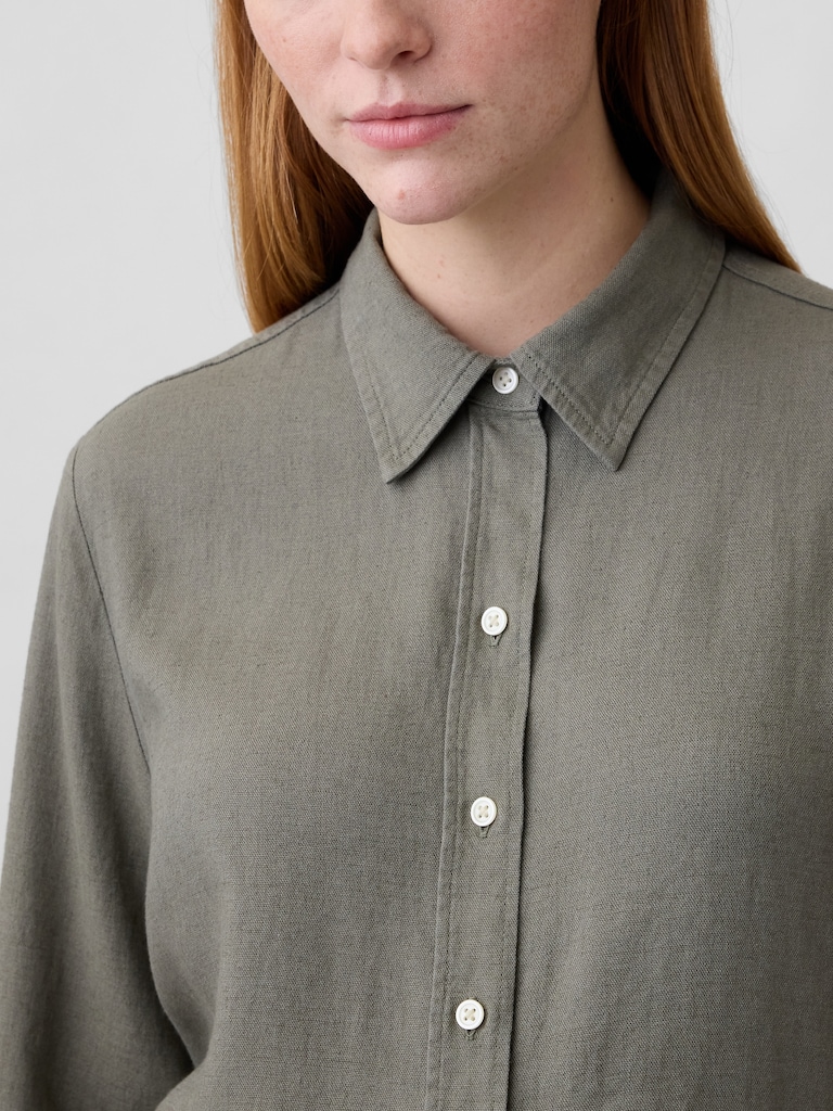 Linen-Blend Easy Shirt