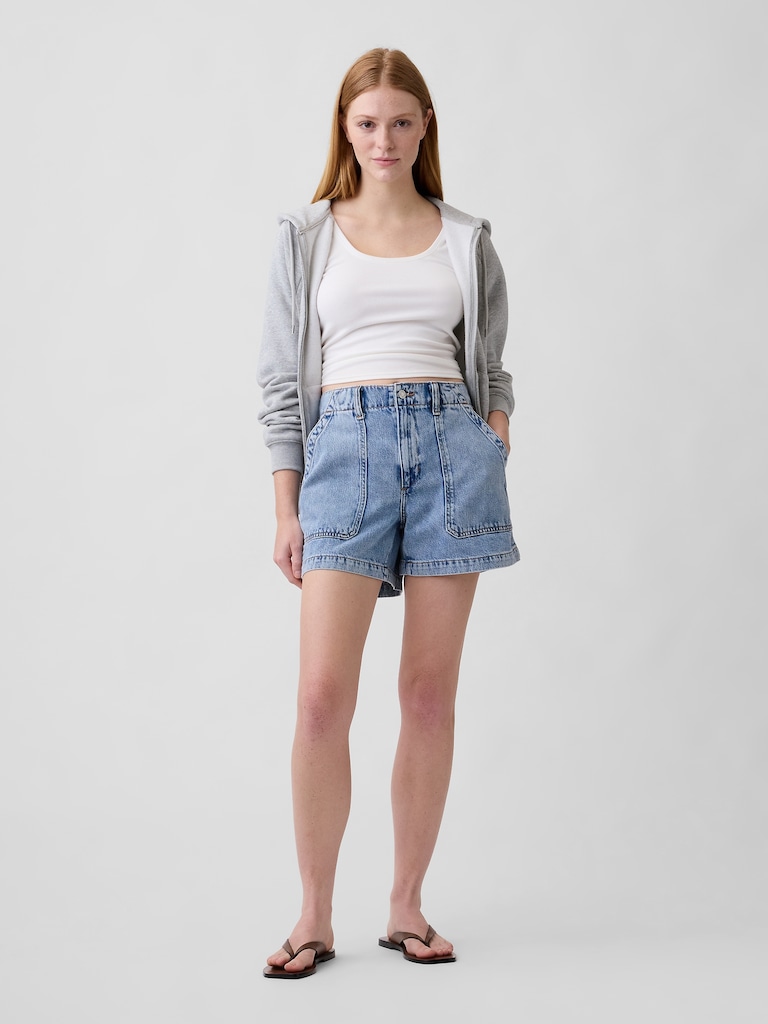 4" High Rise SuperSoft Denim Utility Shorts