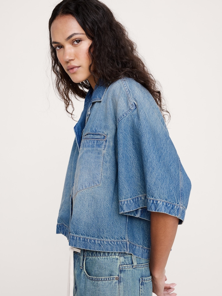 Boxy Crop Denim Shirt