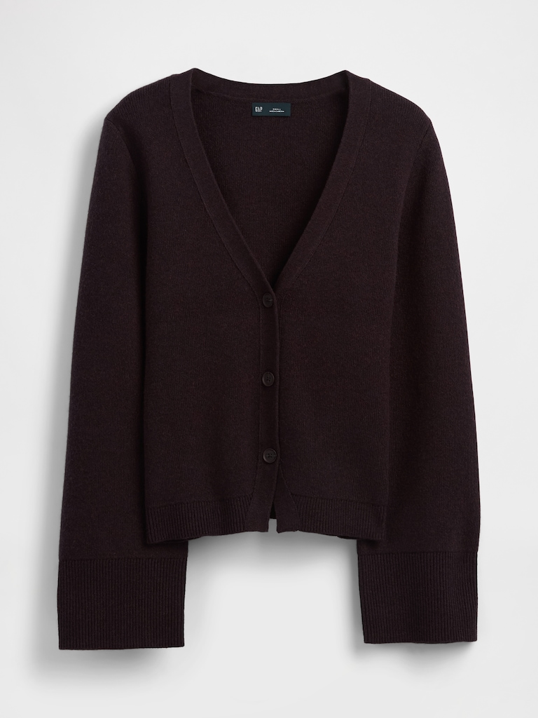 Cotton-Blend Relaxed V-Neck Cardigan Sweater