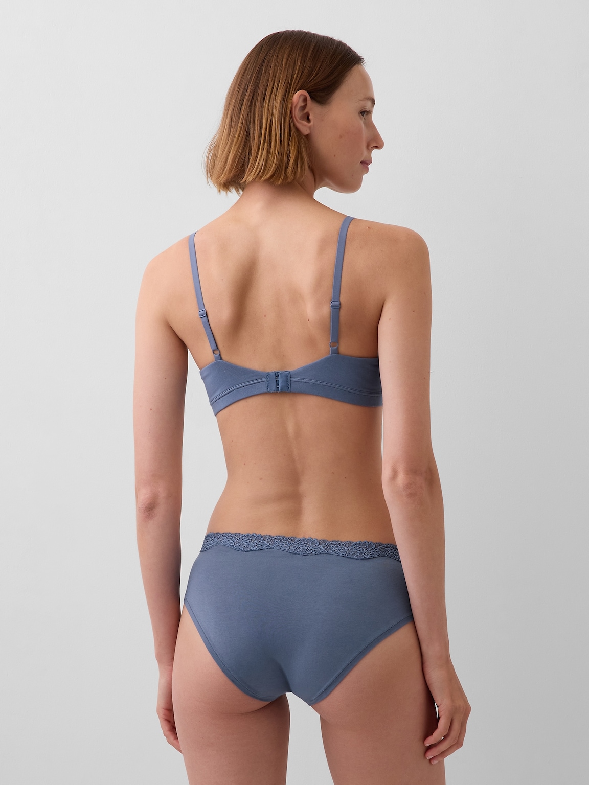 Organic Stretch Cotton Lace-Trim Triangle Bra