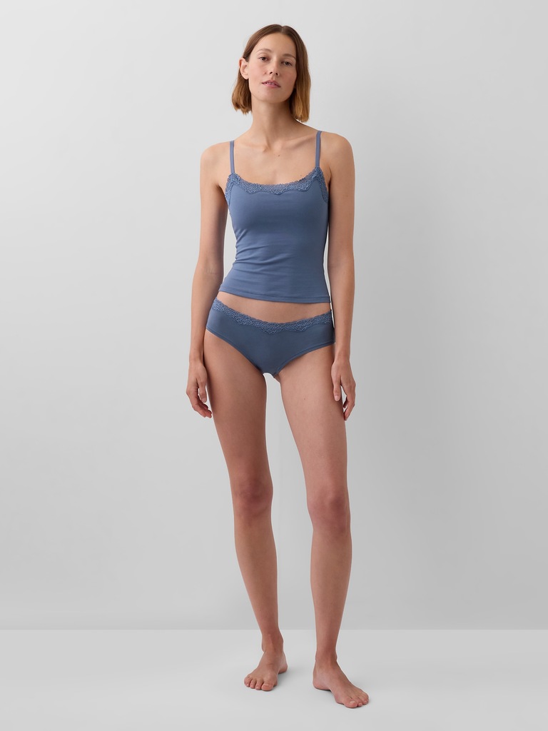 Organic Stretch Cotton Lace-Trim Cami
