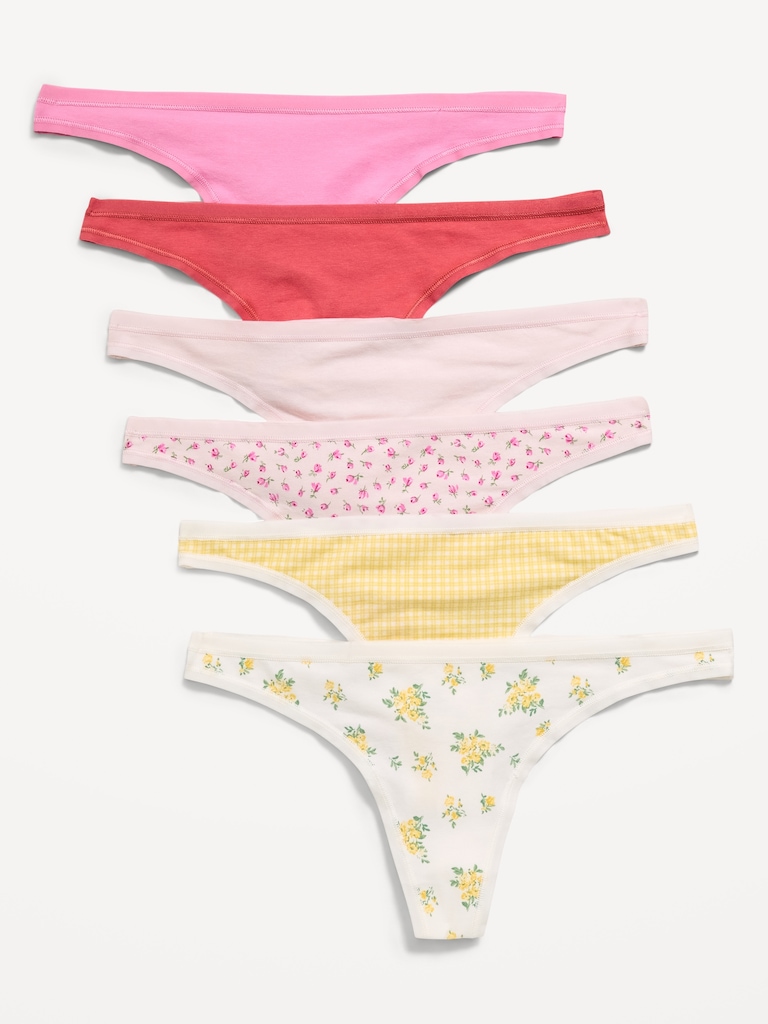 6-Pack Low-Rise Everyday Cotton Thong