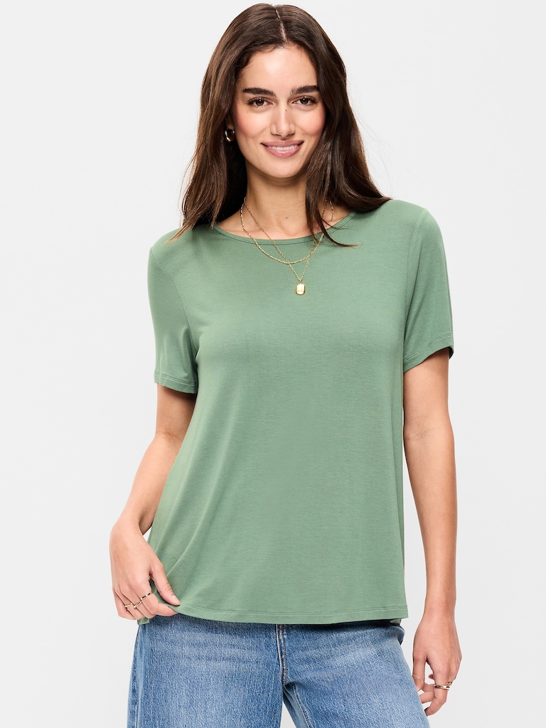 T-shirt luxueux ras du cou pour Femme