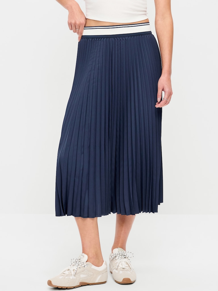 StretchTech Pleated Midi Skirt
