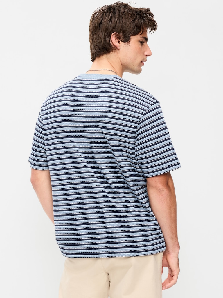 Textured-Knit Striped T-Shirt