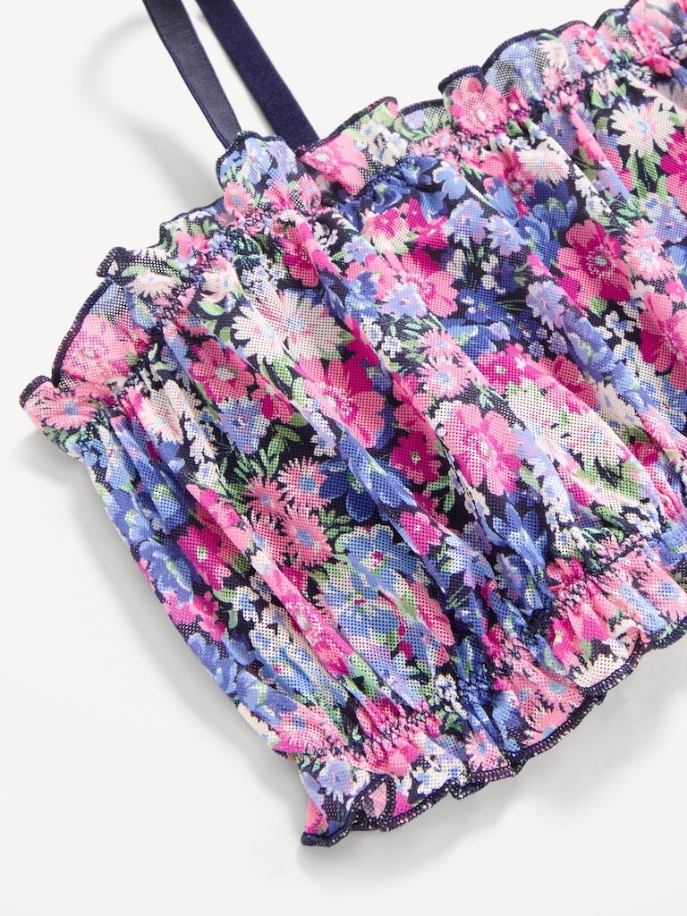 Ruffle-Edge Mesh Bralette