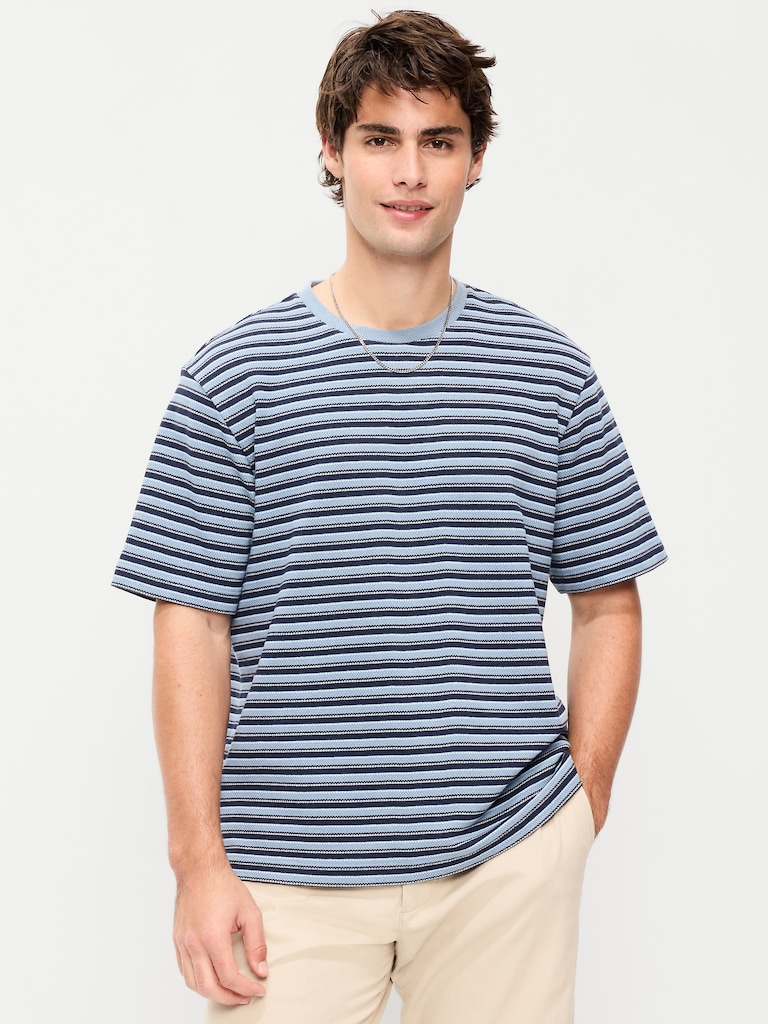 Textured-Knit Striped T-Shirt