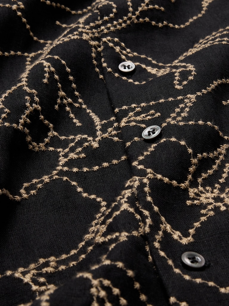 Standard-Fit Embroidered Linen Resort Shirt