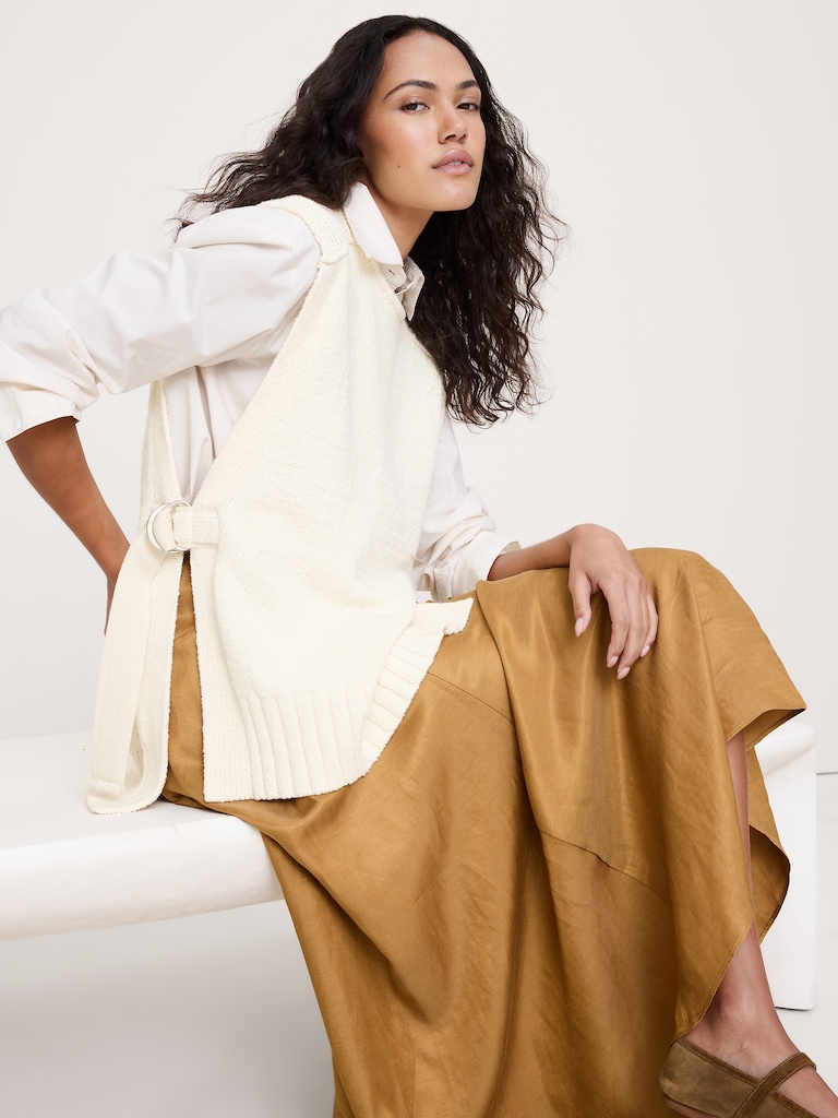 Chunky Cotton-Blend Sweater Vest with Open Sides