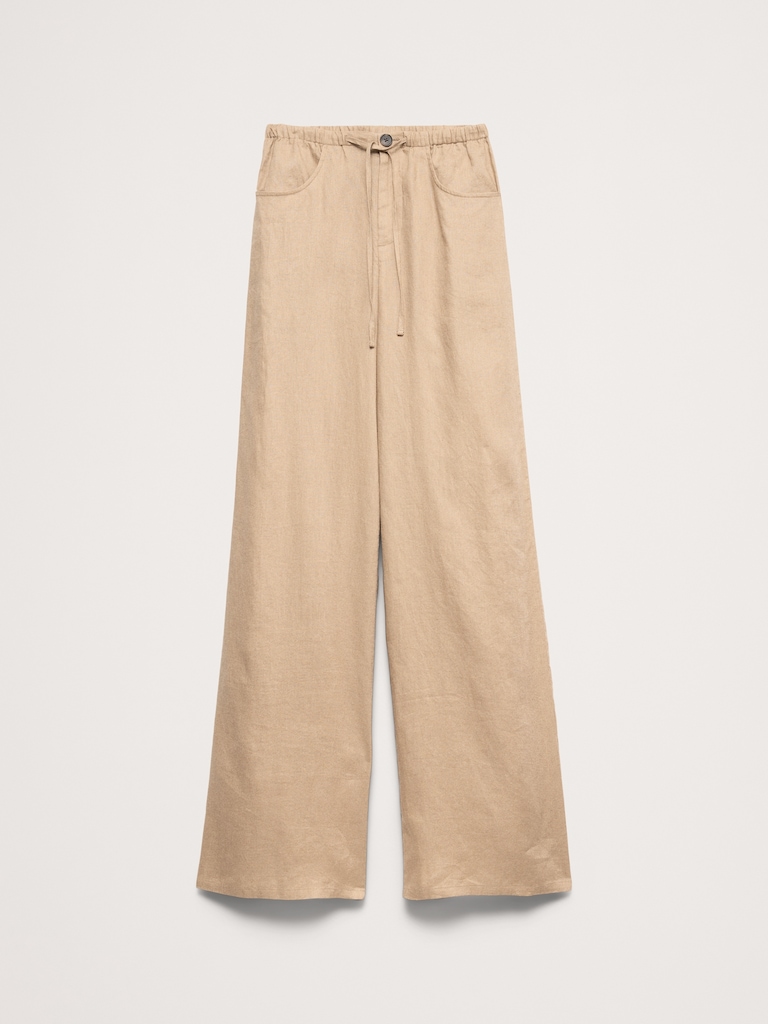 The Studio Wide-Leg Drawstring Pant in Linen