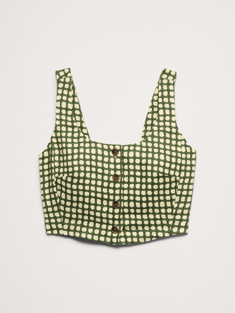 Linen Square-Neck Cropped Tank