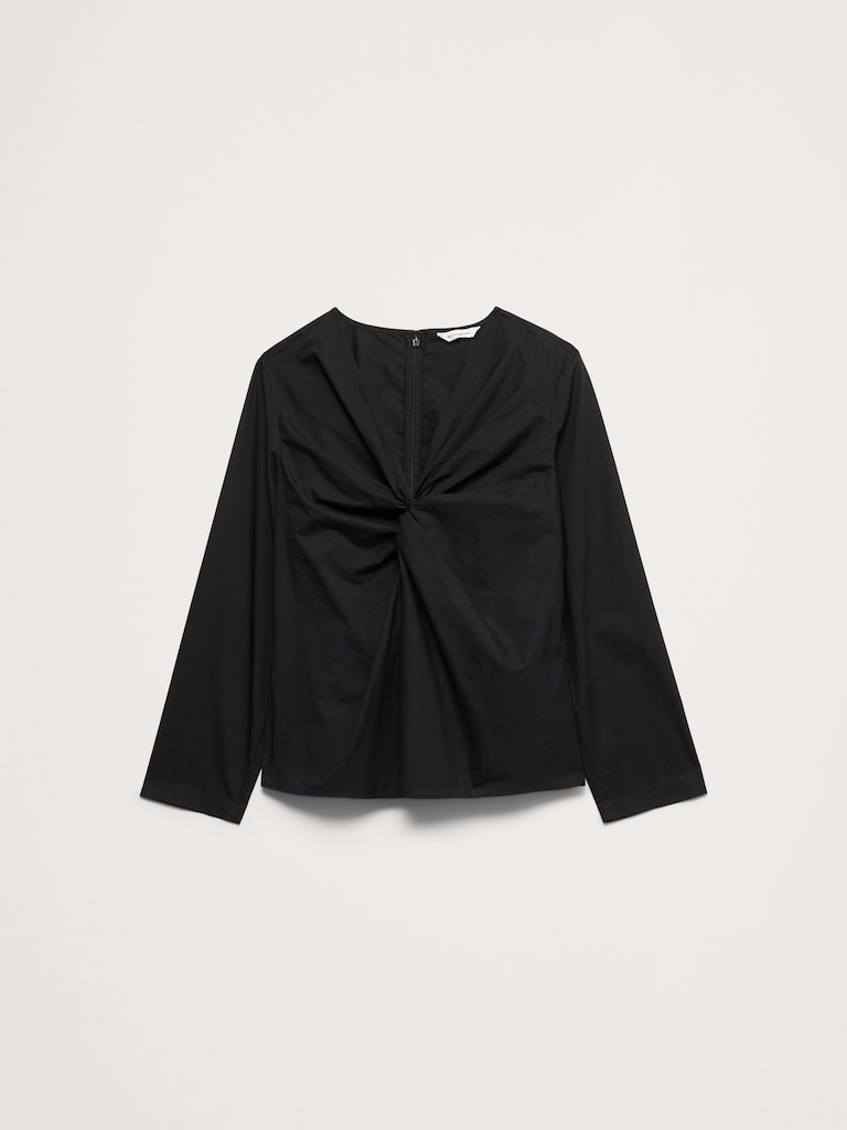 Cotton Poplin Twist-Front Top