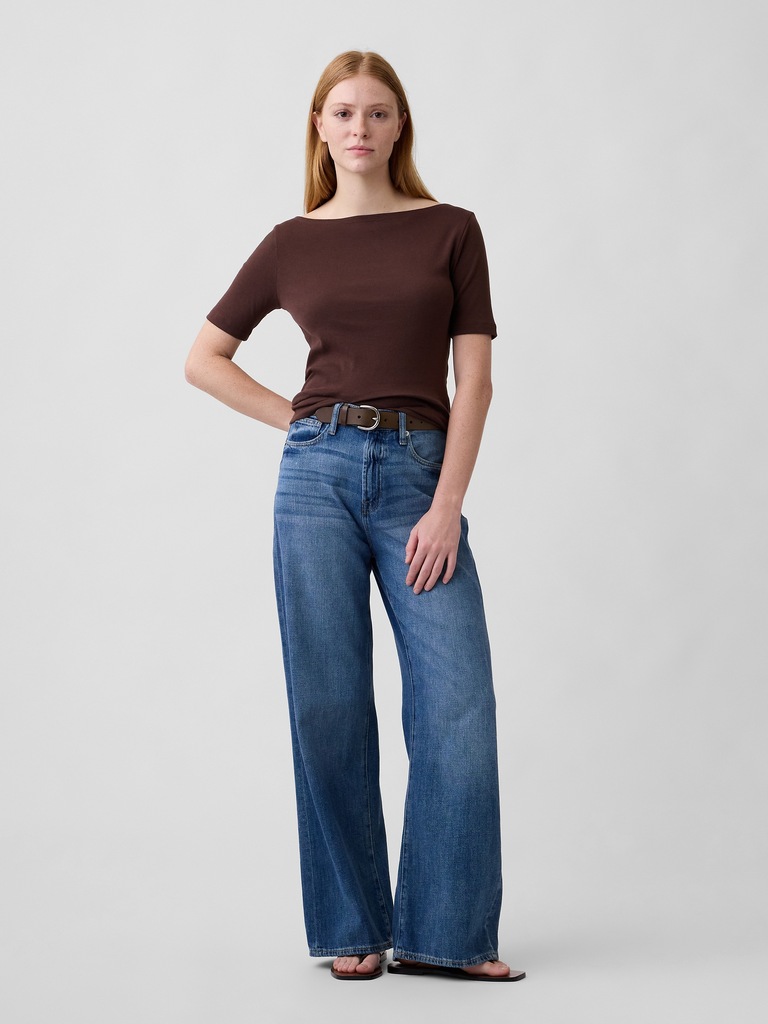 Modern Ribbed Boatneck T-Shirt