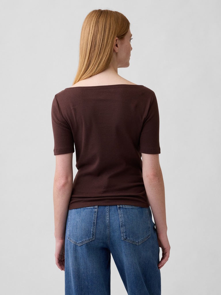 Modern Ribbed Boatneck T-Shirt