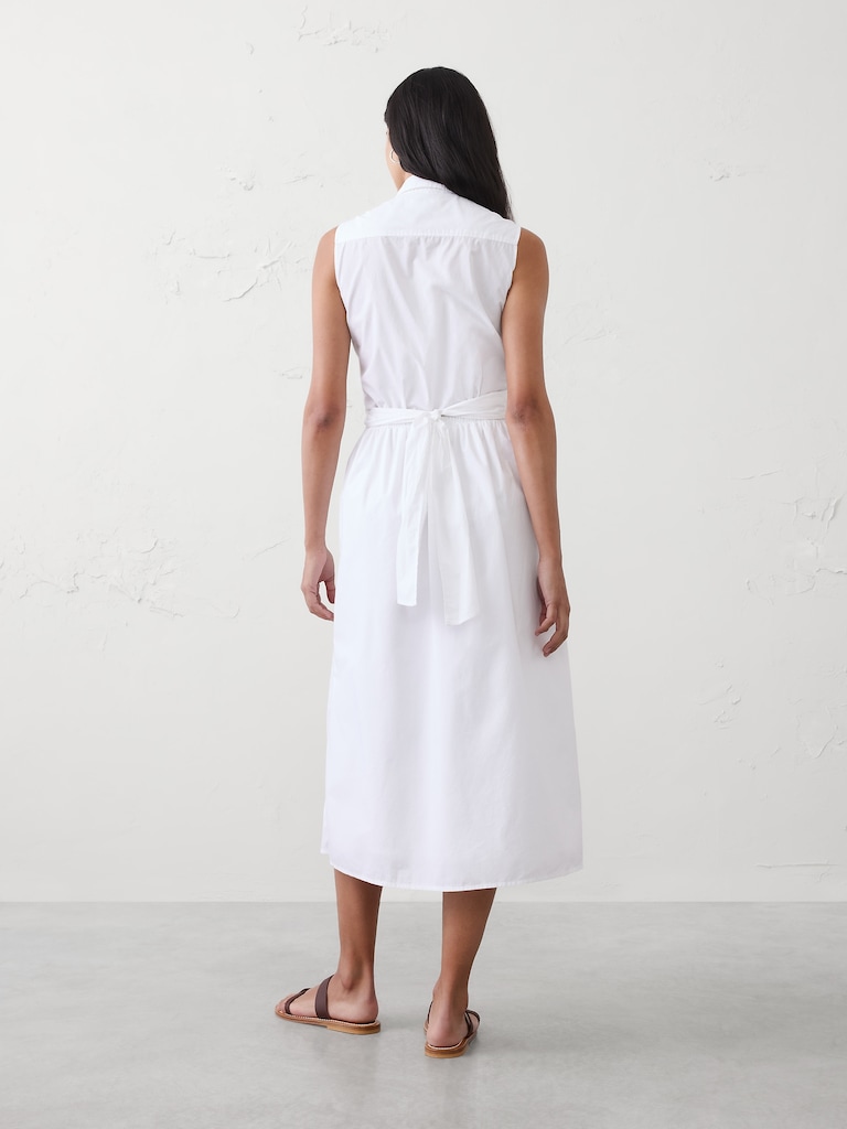 Poplin Wrapped Midi Shirtdress