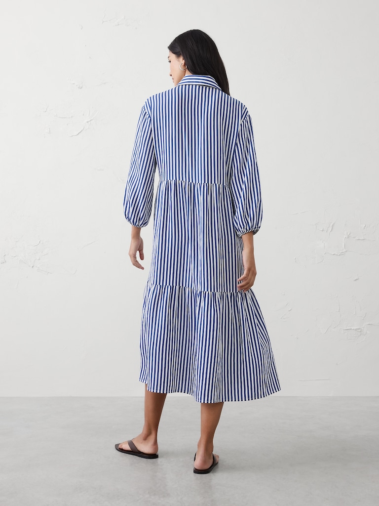 Tiered Midi Shirtdress