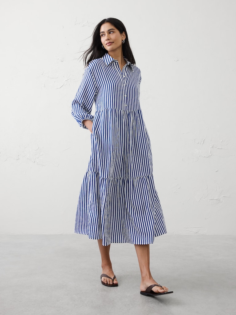 Tiered Midi Shirtdress