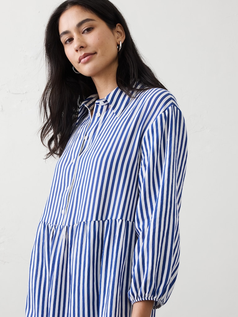 Tiered Midi Shirtdress