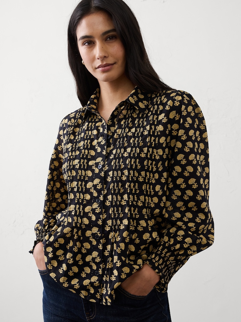 Fine Pintuck Voile Shirt