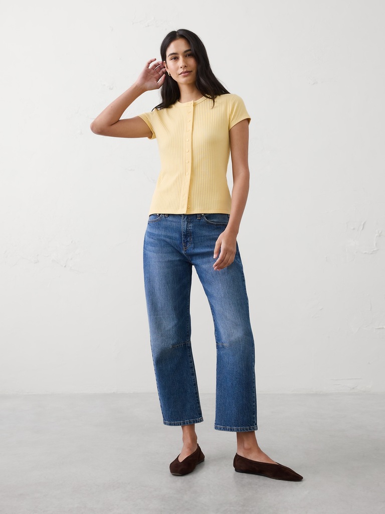 Ribbed Button Top