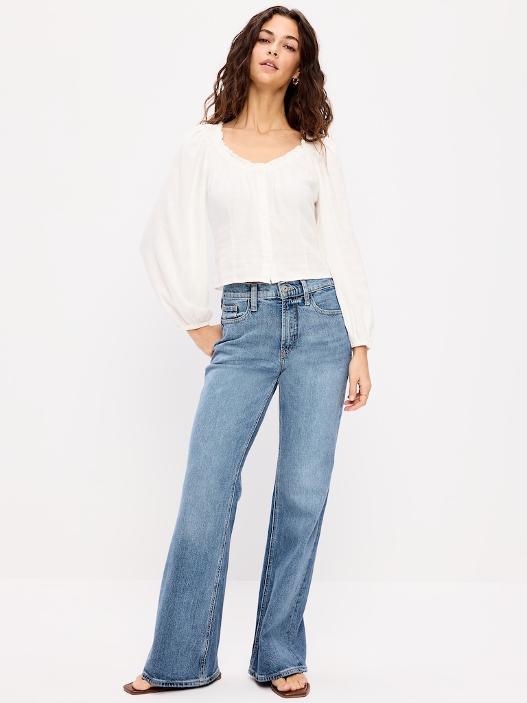 Mid-Rise Loose Boot-Cut Jeans
