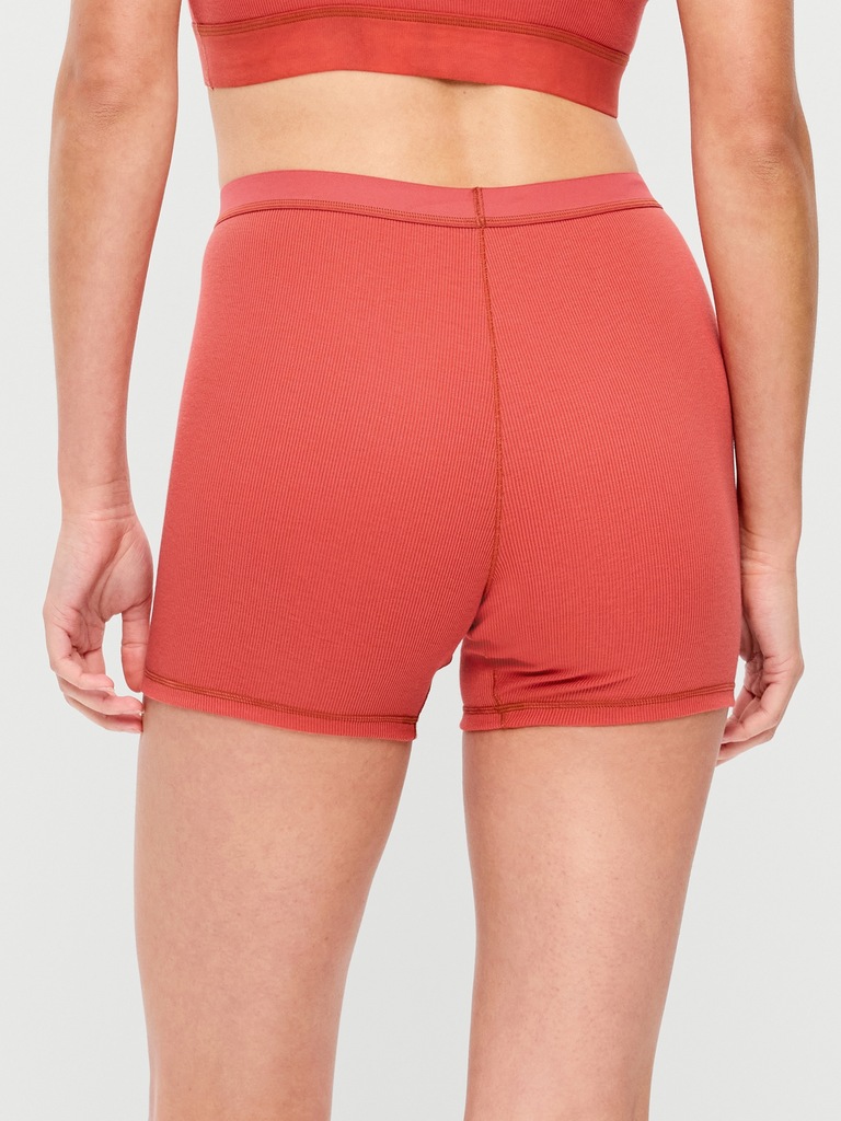 High-Waisted Ribbed Boyshort Briefs -- 3-inch inseam