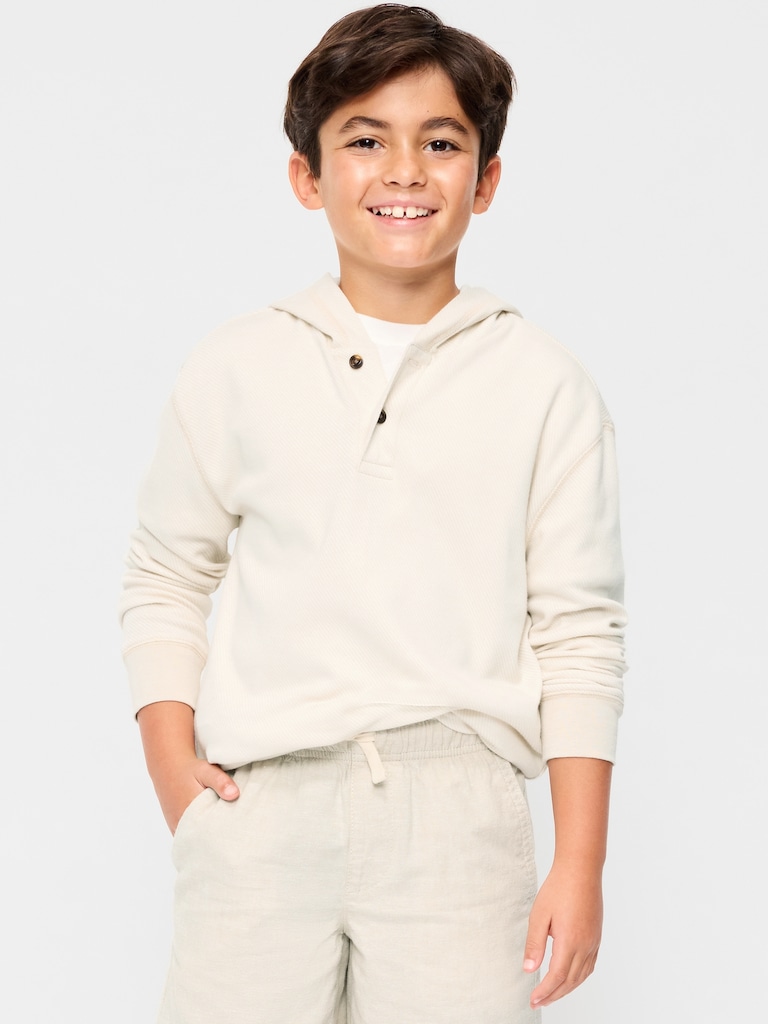 Cozy Hooded Henley Sweater for Boys