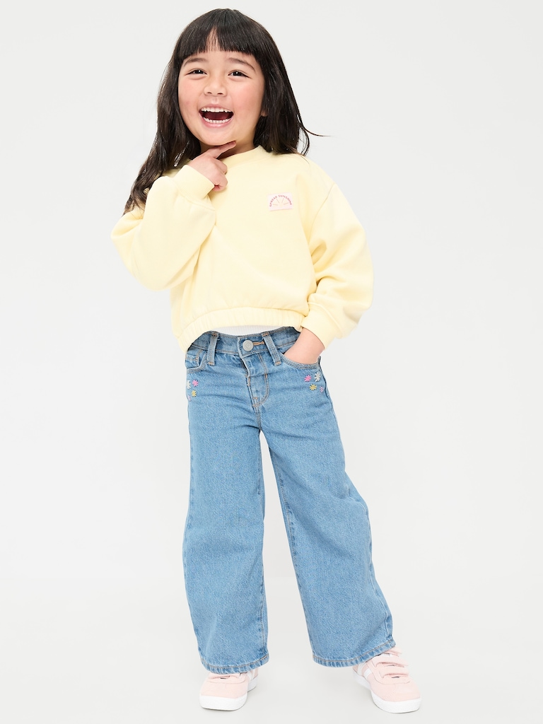 Baggy Embroidered Wide-Leg Jeans for Toddler Girls