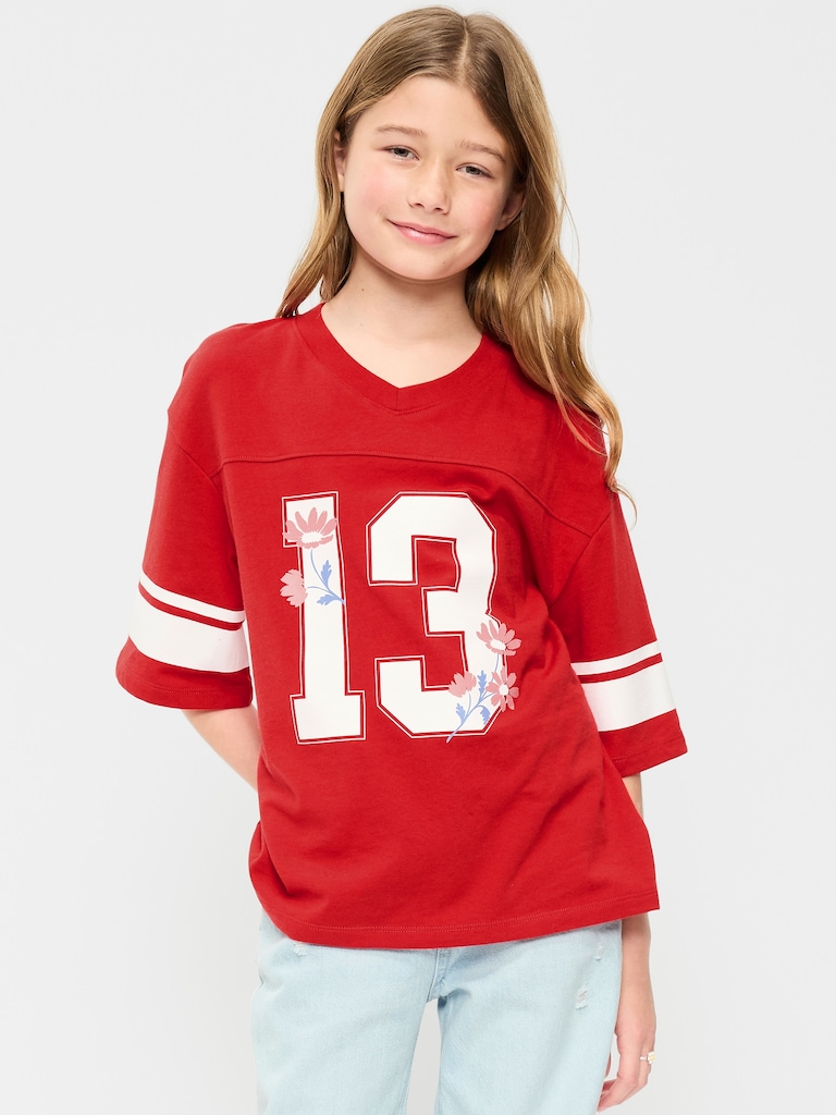 Oversized Football-Style T-Shirt for Girls