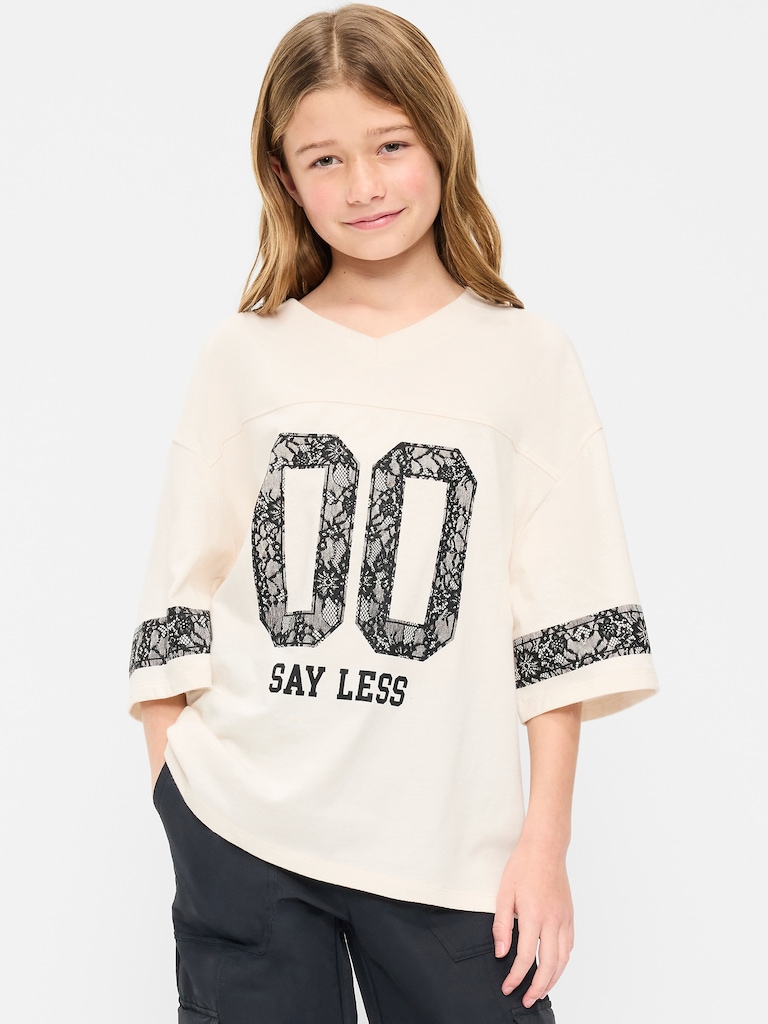 Oversized Football-Style T-Shirt for Girls