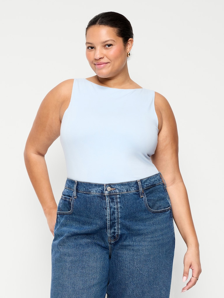 Hug Double-Layer Boat-Neck Top