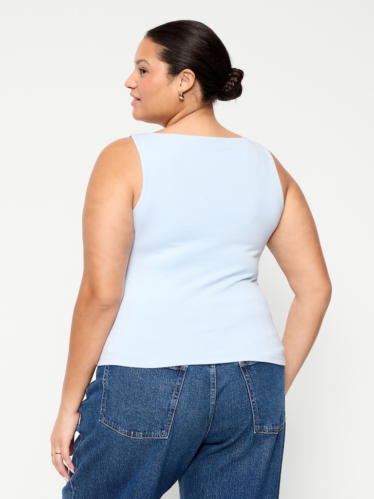 Hug Double-Layer Boat-Neck Top