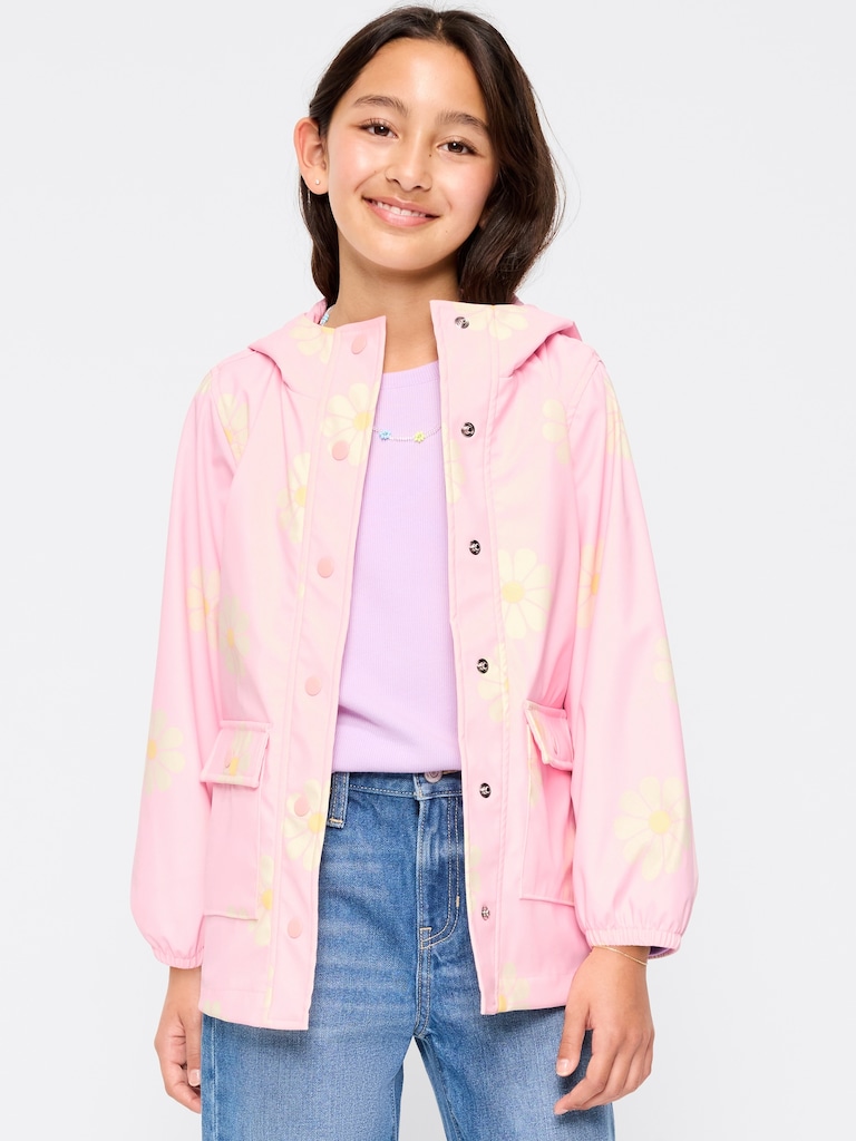 Oversized Water-Resistant Hooded Jacket for Girls