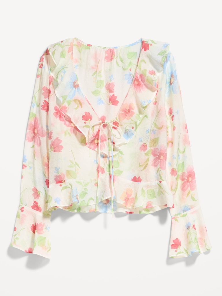 Bell-Sleeve Ruffle Top