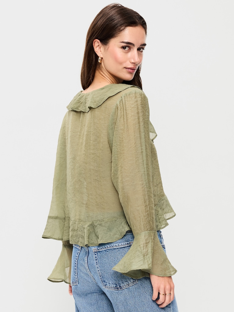 Bell-Sleeve Ruffle Top