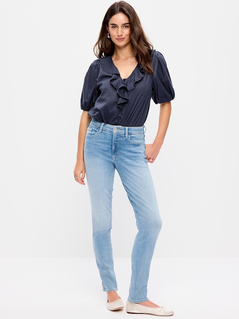 High-Waisted Slim Jeans