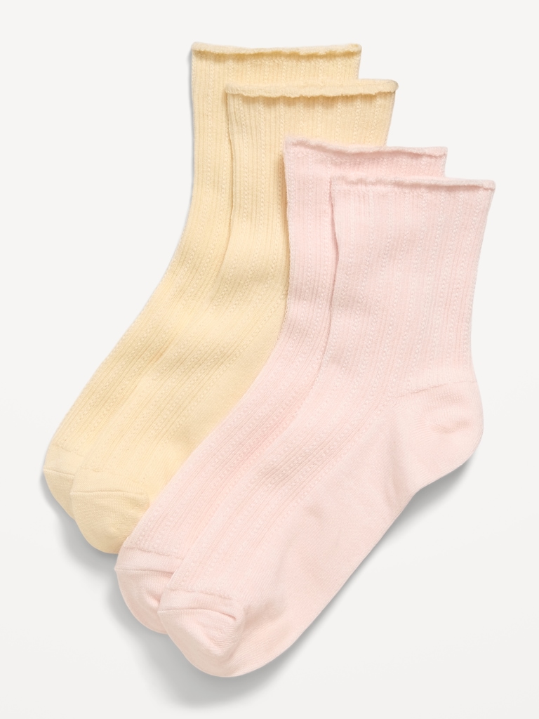 Ribbed Quarter-Crew Socks 2-Pack