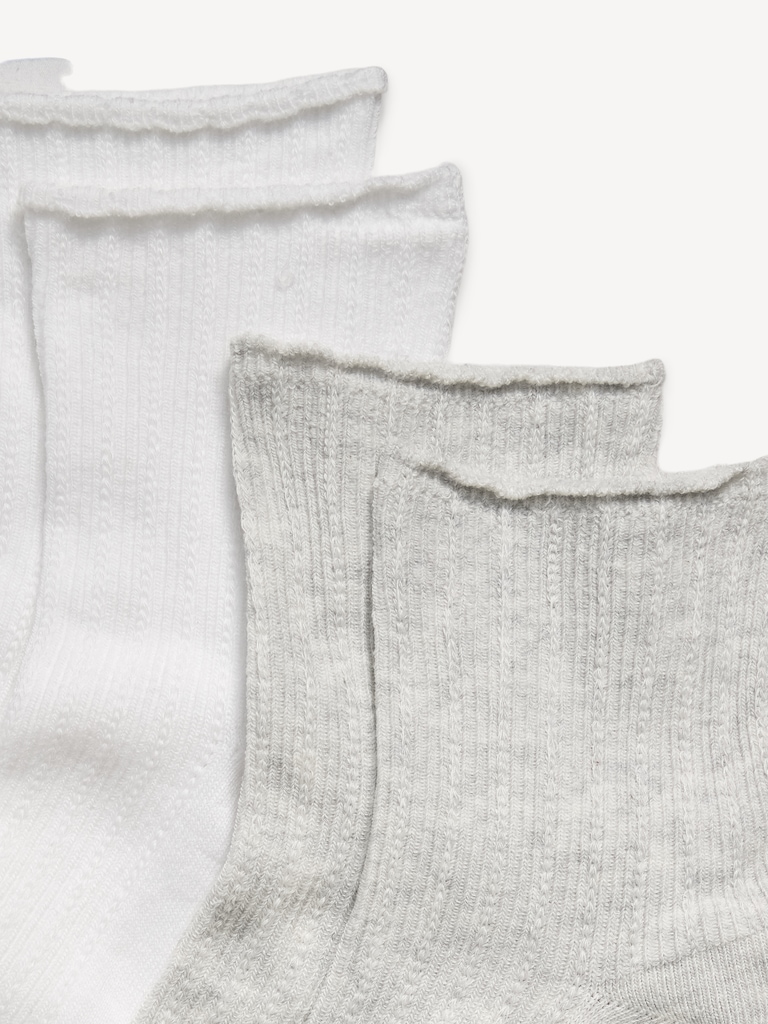 Ribbed Quarter-Crew Socks 2-Pack