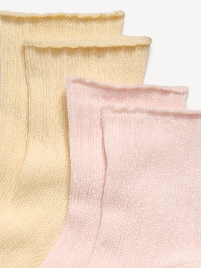 Ribbed Quarter-Crew Socks 2-Pack