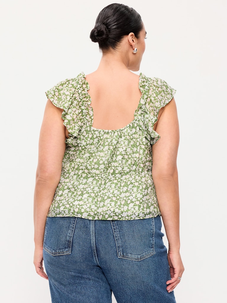 Flutter-Sleeve Fit & Flare Top