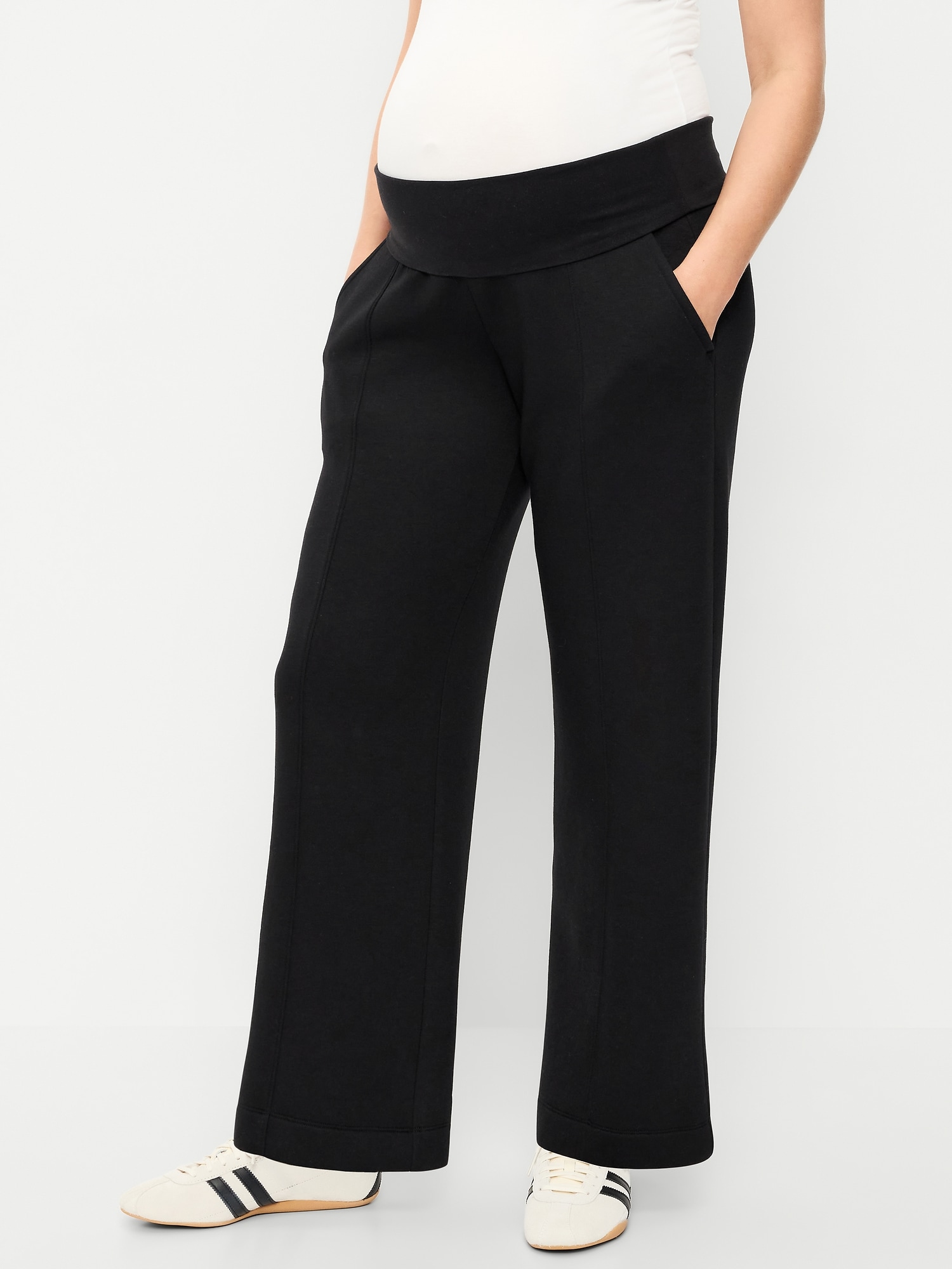 Old Navy Maternity Bounce Fleece Rollover-Waist Wide-Leg Pants