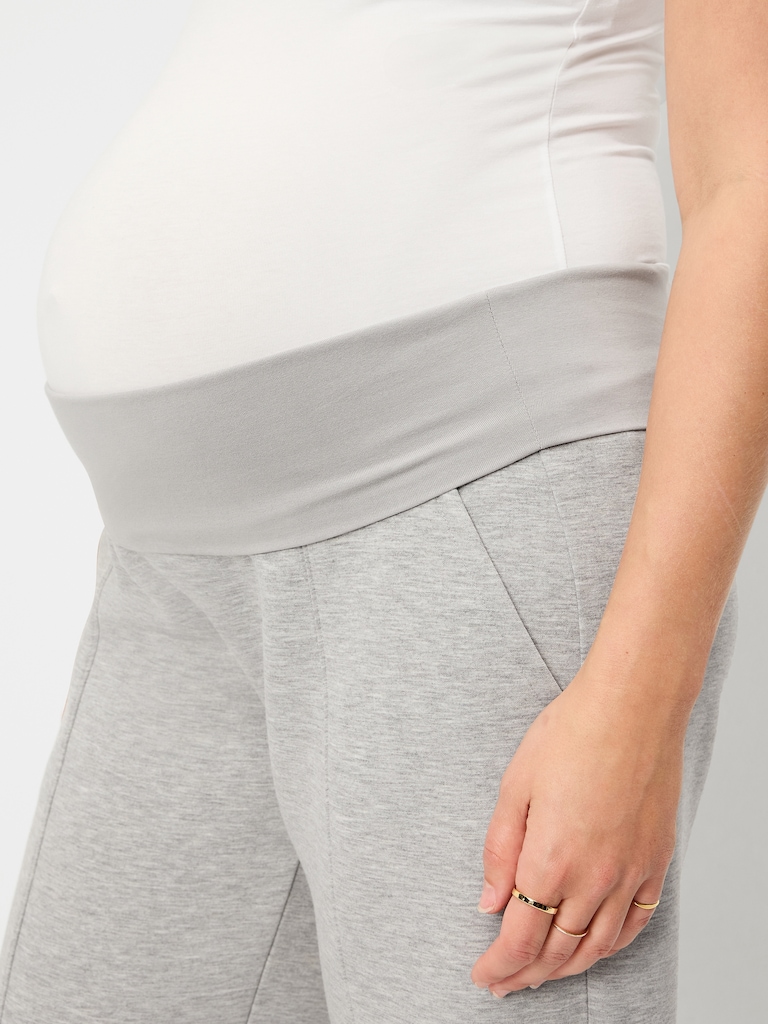 Maternity Bounce Fleece Full-Panel Wide-Leg Sweatpants