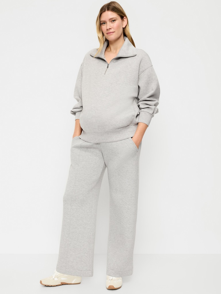 Maternity Bounce Fleece Full-Panel Wide-Leg Sweatpants