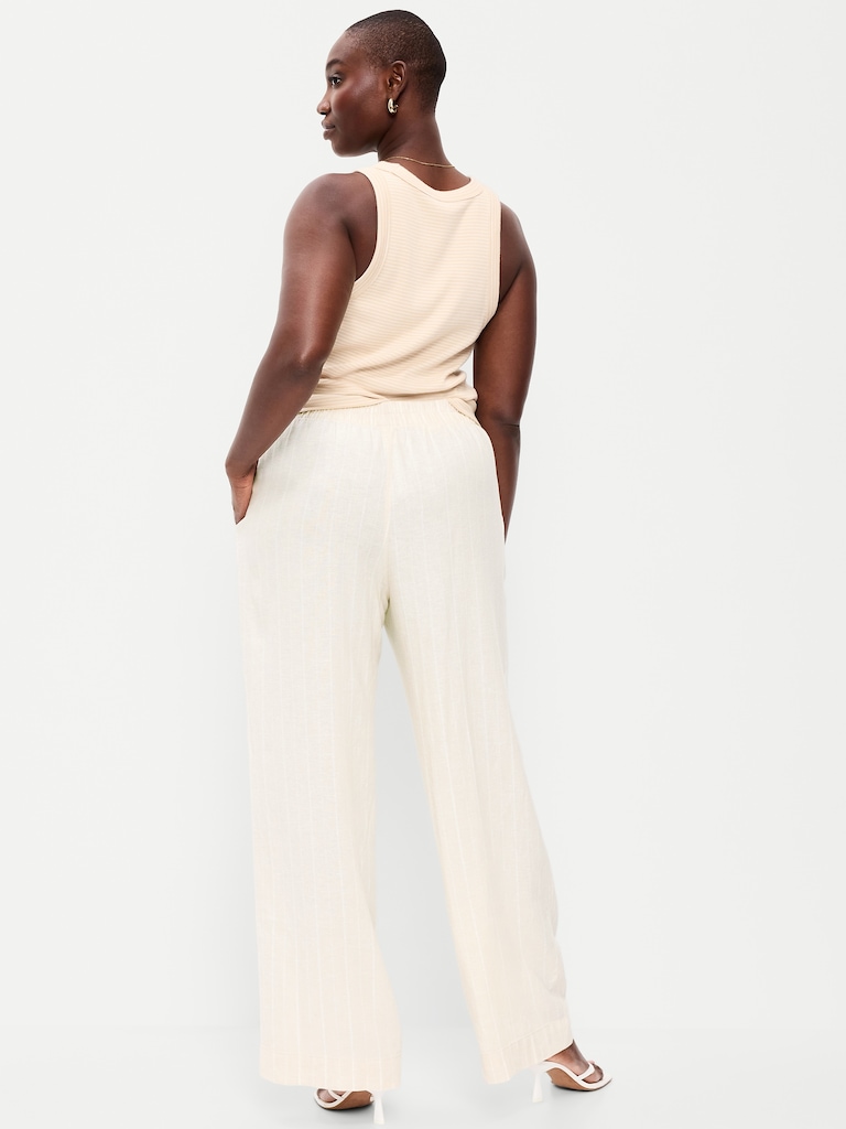 High-Waisted Linen-Blend Wide-Leg Pants