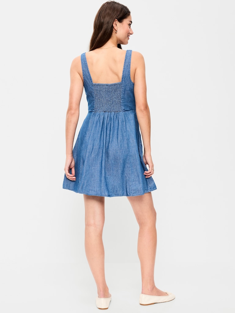 Fit & Flare Denim Mini Dress