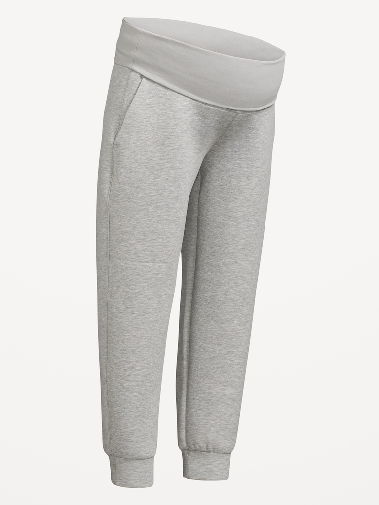 Maternity Bounce Fleece Rollover-Waist Jogger Sweatpants